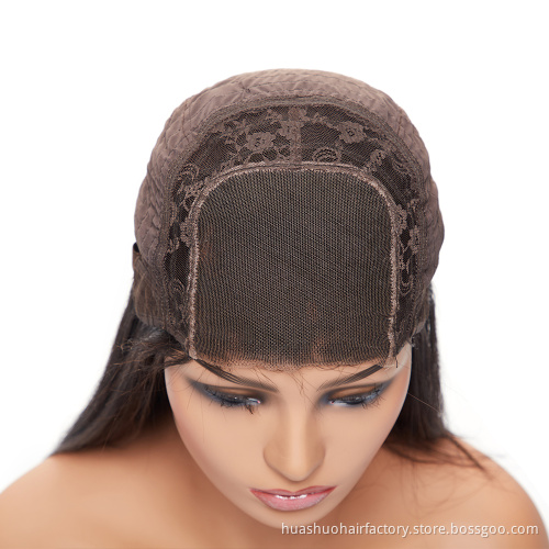 Huashuo 50% OFF Private Label Hair Color Wig With Middle Part Cuticle Aligned Cambodian Human Hair Closure  U Part Wig